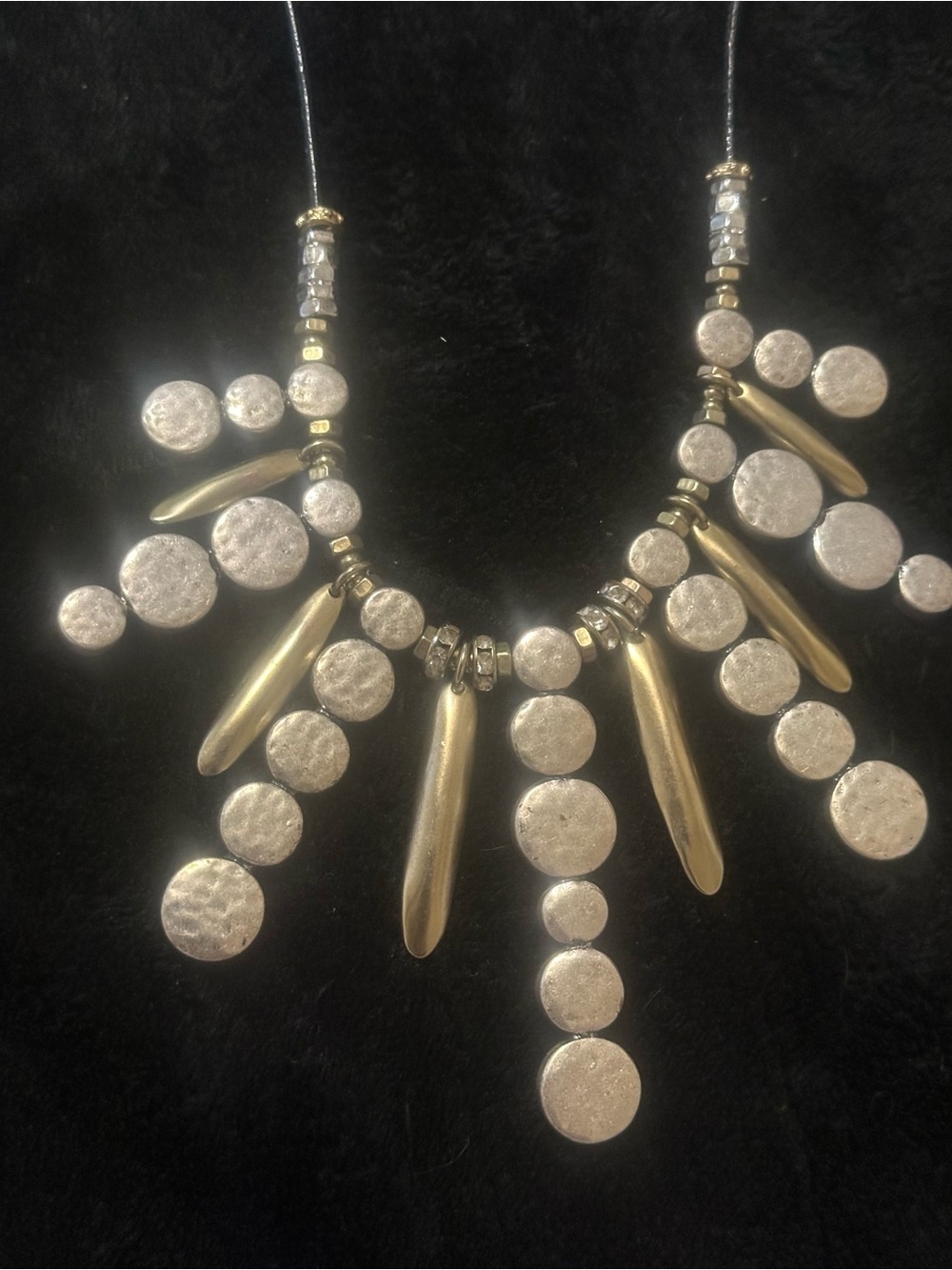 CHICO’S Collar SILVER GOLD TONE CHOCKER Style NECK PIECE STATEMENT ADJUSTABLE